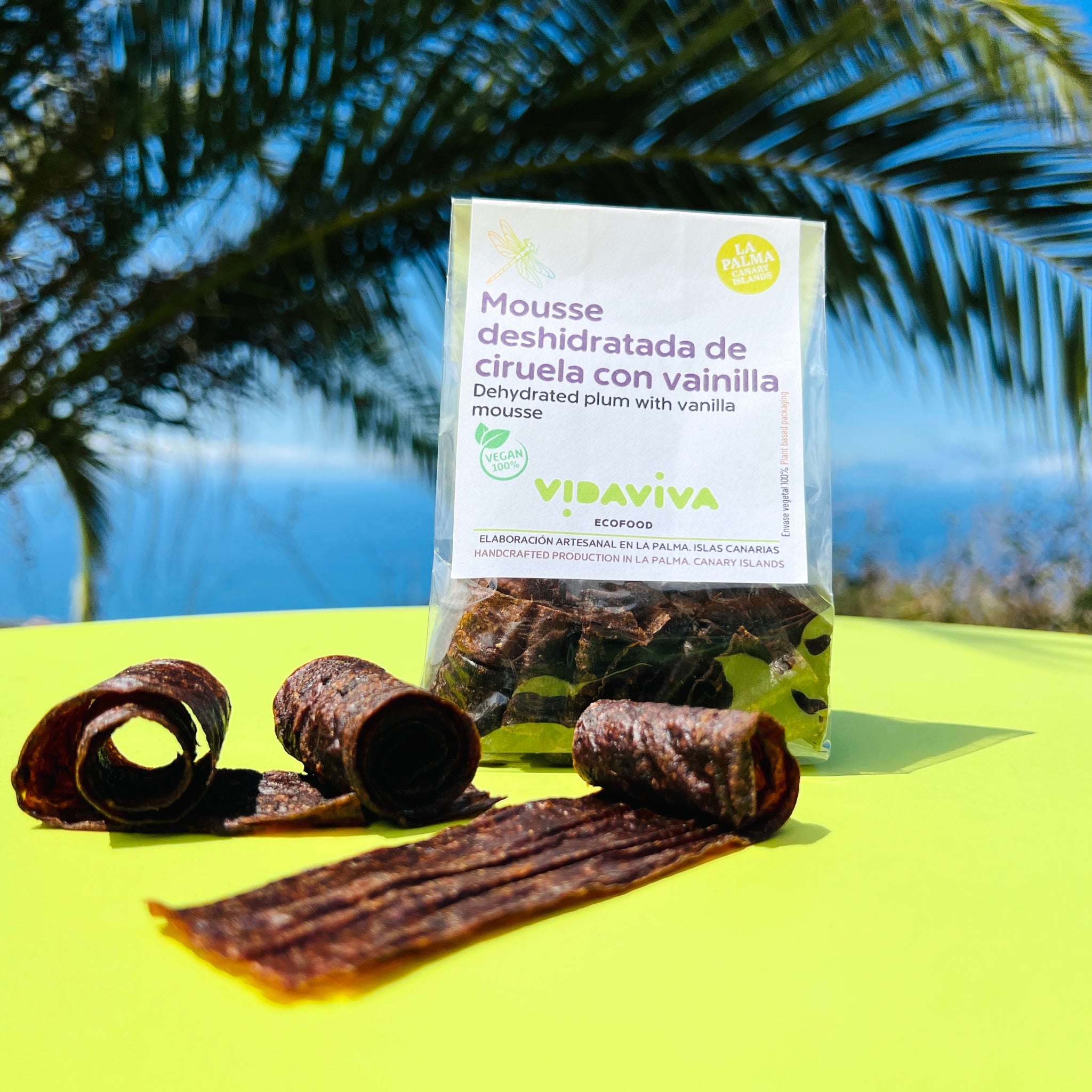 Mousse deshidratada de ciruela con vainilla